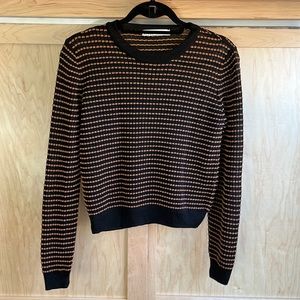 Zara long sleeved slightly sheer knit sweater. Copper and black. Size M.
